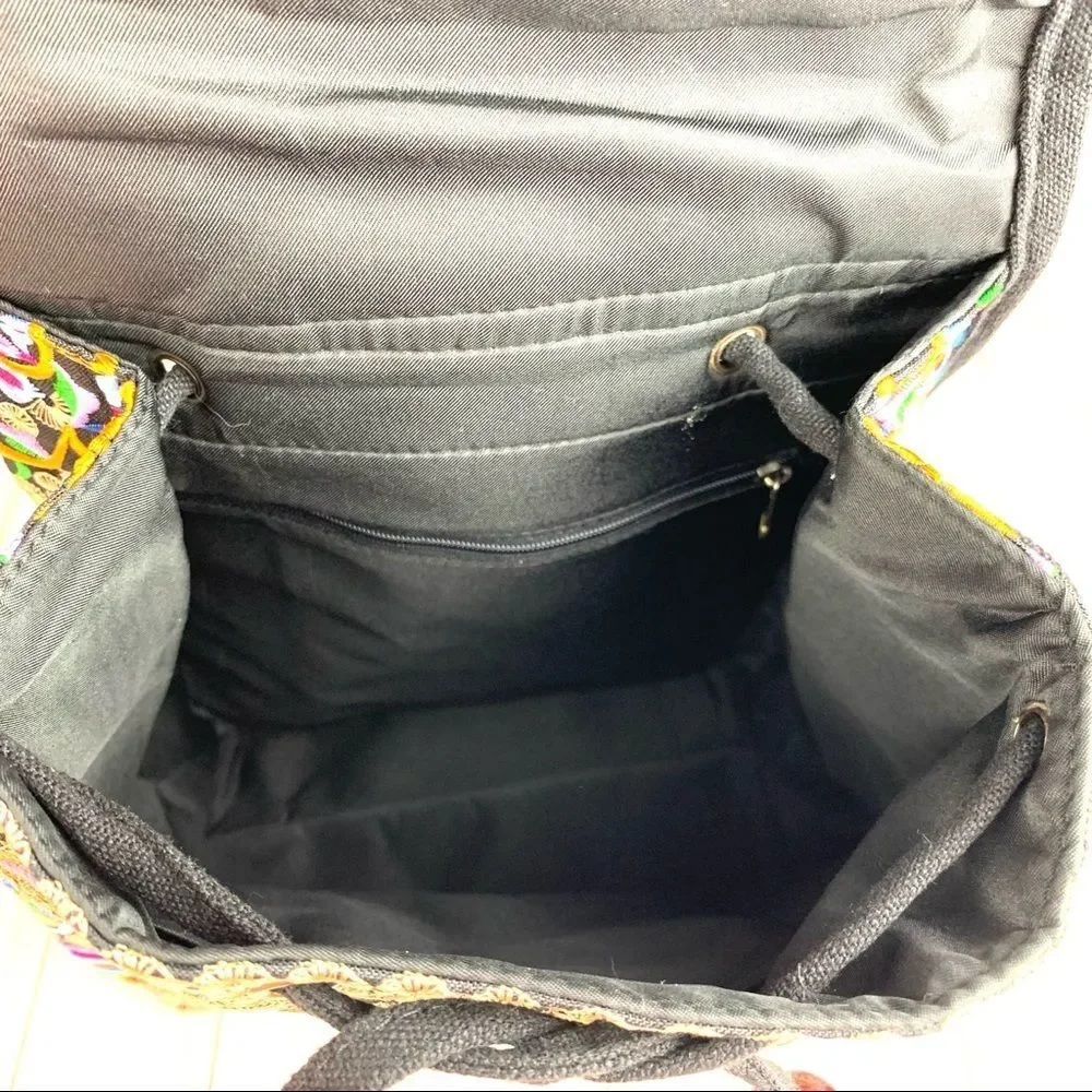 Boho Embroidered Colorful Floral Ethnic Backpack